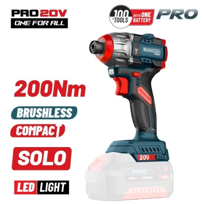 Акумулаторен ударен винтоверт Bormann Pro BBP5410, 20 V, 200 Nm, без батерии и зарядно устройство (083252)