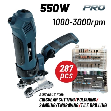 Електрически мултифункционален прав шлайф Bormann Pro BMF5500, 550 W, 10000-30000 об/мин, 287 аксесоара (079088)