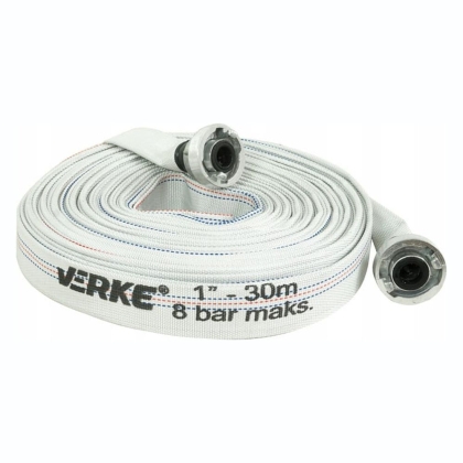 Противопожарен маркуч с щорцови бързи връзки Verke V60122, 1", 30 м, 8 бара