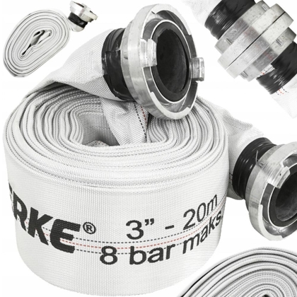 Противопожарен маркуч с щорцови бързи връзки Verke V60141, 3", 20 м, 8 бара