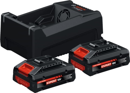 Стартов комплект батерии и зарядно Bosch Professional Expert 2xEXBA18V-40 + GAL 12V/18V-80, 18 V, 4 Ah (1600A0373J)