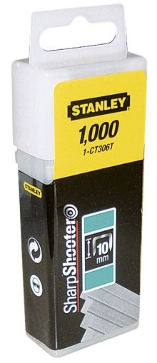 Кламер Stanley 10 мм 1 000 бр/блистер, плоска корона