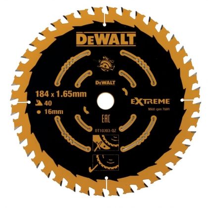 Циркулярен диск за дърво DEWALT DT10303, ф184 мм, 40 зъба