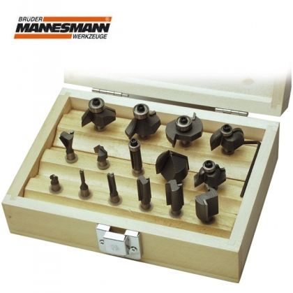 Комплекти фрезни накрайници за дърво Mannesmann, ф6мм, 15 части