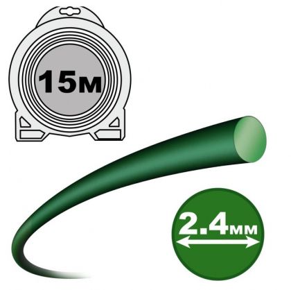 OLEO-MAC Кръгла зелена корда ф2.4 мм 15 м (63040226)-1