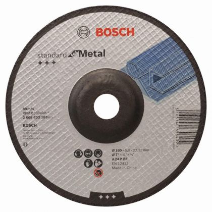 BOSCH Professional A 24 P BF Диск за грубо шлифоване вдлъбнат метал 180 мм 22.23 мм 6 мм (2608603183)-1