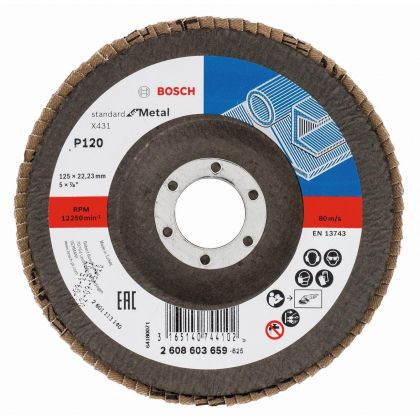 BOSCH Professional X431 Ветрилообразен диск за шлайфане на метал 125 мм 22.23 мм P120 (2608603659)-1