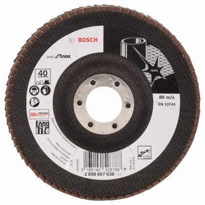 BOSCH Professional X581 Ветрилообразен диск за шлайфане на метал 125 мм 22.23 мм P40 (2608607638)-1