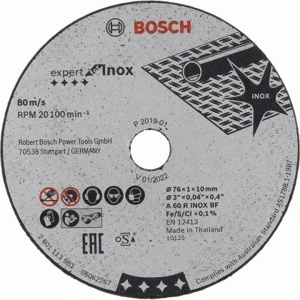 BOSCH Professional A 60 R INOX BF Комплект отрезни дискове за инокс 5 бр 76 мм 1 мм 10 мм (2608601520)-2