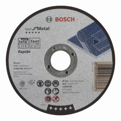 BOSCH Professional Rapido A 60 W BF Диск за рязане на метал 125 мм 1 мм (2608603514)-1