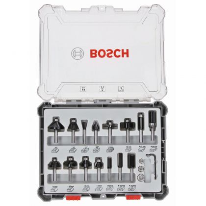 BOSCH Professional Комплект фрезери за оберфреза 15 части 8 мм опашка (2607017472)-2