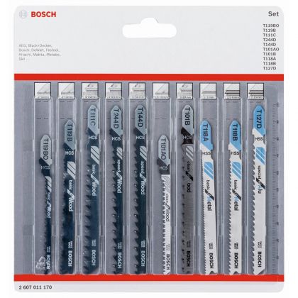 BOSCH Professional Комплект ножове за прободен трион с T-образна опашка за дърво и метал 10 части (2607011170)-2