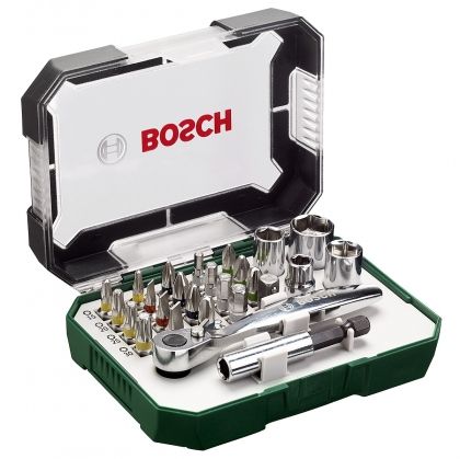 Комплект тресчотка с битове Bosch, 26 части (2607017322)