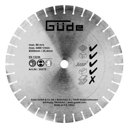 GUDE Диамантен диск ф350 мм 25.4 мм (55273)