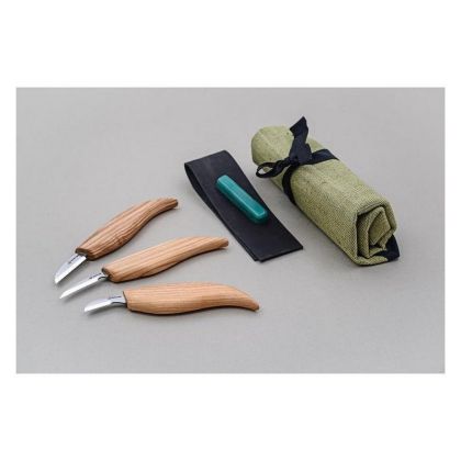 BEAVERCRAFT Комплект ножове за дърворезба с аксесоари 3 ножа (S06)