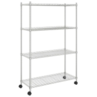 4-етажен стелаж за съхранение с колела 90x35x142 см хром 200 кг