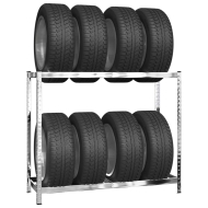Стелажи за гуми с 2 рафта 2 бр сребристи 110x40x110 см стомана