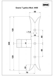 Панта т-образна - обков за капаци AMIG 4400, 240мм