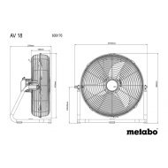Акумулаторен вентилатор Metabo AV 18 Solo, 18 V, без батерии и зарядно устройство (606176850)