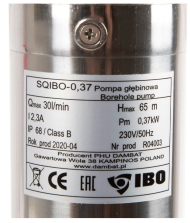 IBO 3" SQIBO Монофазна потопяема винтова помпа 370 W 75 мм 60 м 30 л/мин