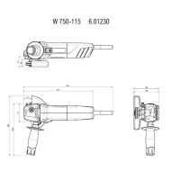 Електрически ъглошлайф Metabo W 750-115, 750 W, ф 115 мм (601230000)