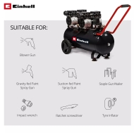 Електрически компресор Einhell TE-AC 50 Silent, безмаслен, 1500 W, 8 бара, 50 л (4020620)
