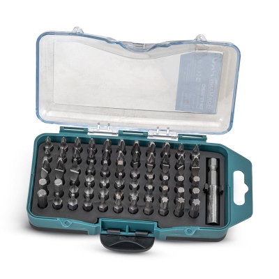Комплект битове с магнитен адаптор Bormann BHT1220, Phillips, Torx, HEX, Star, Robertson, Flathead, 67 броя (028901)