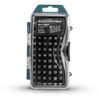 Комплект битове с магнитен адаптор Bormann BHT1220, Phillips, Torx, HEX, Star, Robertson, Flathead, 67 броя (028901)
