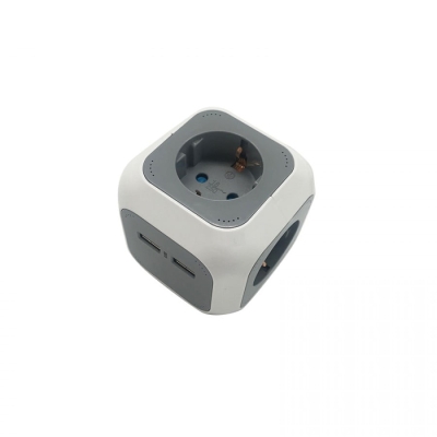Електрически разклонител Bormann BCR1135 CUBE, с 4 гнезда и 2 USB порта (066323)