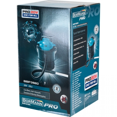 Акумулаторна прахосмукачка за пепел Bormann Pro BBP3920, 20 V, 20 л, без батерии и зарядно устройство (036418)