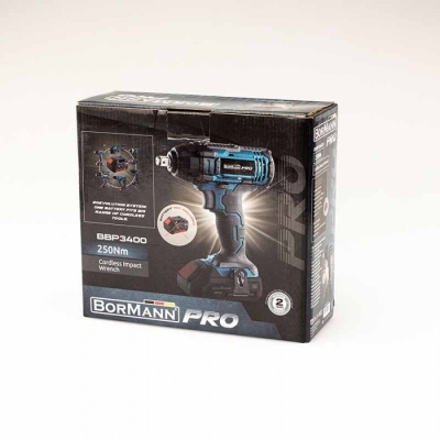 Акумулаторен ударен гайковерт Bormann Pro BBP3400, 20 V, 250 Nm, 1/2", без батерии и зарядно устройство (027973)