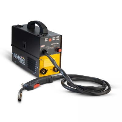 Инверторен телоподаващ апарат с заваръчна тел Bormann BIW1135, MIG/MAG, 230 V, 130 A, TIG, 0.8 мм, 1 кг (NO-GAS) (034698)