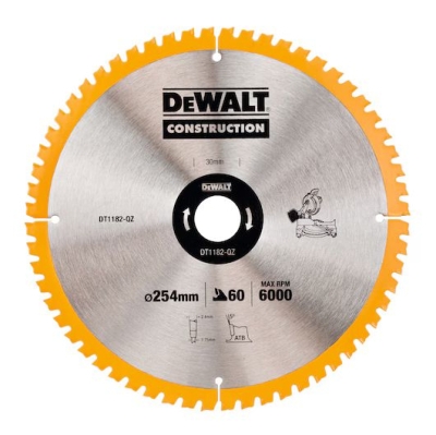 Циркулярен диск за дърво DeWALT DT1182-QZ, 254 х 30 мм