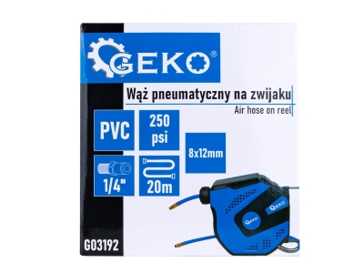 Автоматична макара с маркуч за въздух Geko G03192, 1/4, 8 х 12 мм, 20 м