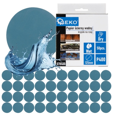 Водоустойчива шкурка с велкро Geko G78460, 125 мм, P400, 50 бр.
