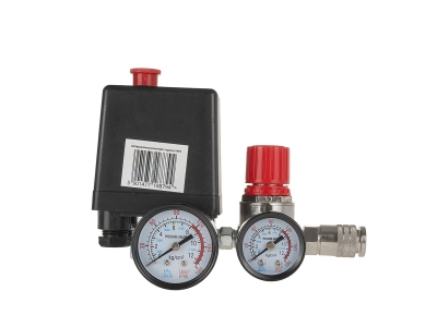 Пресостат за компресор с бързи връзки и манометри Geko G80318, 230 V, 12 бара
