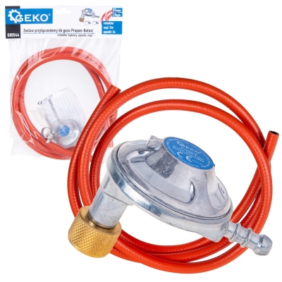 Регулатор на газ пропан-бутан Geko G80544, 37 mbar, 1, 5 кг/час, 2 м, ъглов