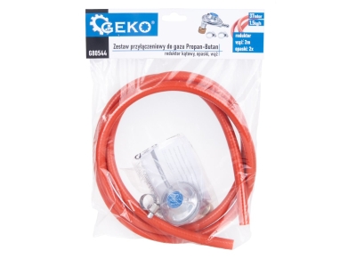 Регулатор на газ пропан-бутан Geko G80544, 37 mbar, 1, 5 кг/час, 2 м, ъглов