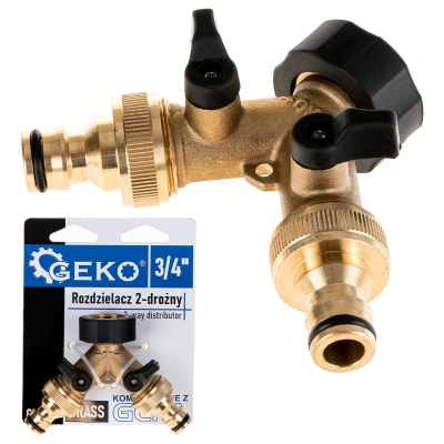 Двупосочен месингов разклонител Geko G70157, 3/4"