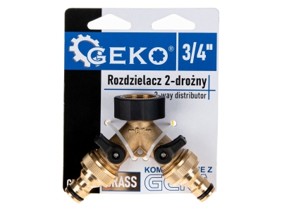 Двупосочен месингов разклонител Geko G70157, 3/4"