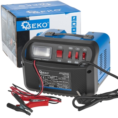 Зарядно стартерно за акумулатор Geko G80015, 12/24V, 30 А, 20-380 Ah