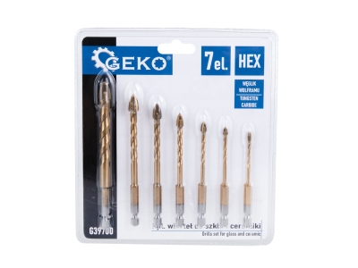 Комплект свредла за стъкло и керамика Geko G39700, 7 бр.