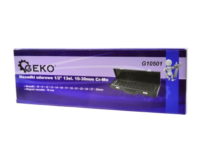 Комплект удължени ударни вложки Geko G10501, 1/2", 10-30 мм, 13 бр.