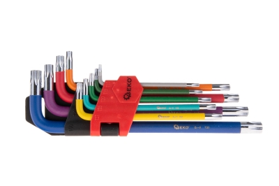 Комплект шестограми цветни Geko G01709, torx T10-T50, 9 бр., Cr-V