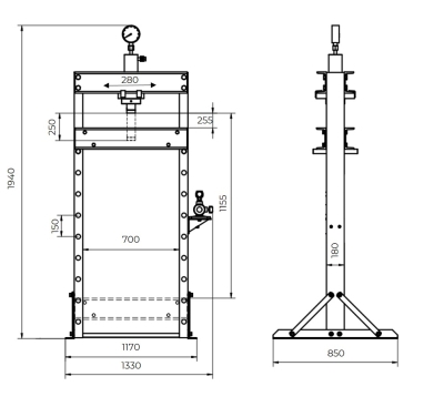 Хидравлично-пневматична преса Holzmann WP75ECO, 75 т