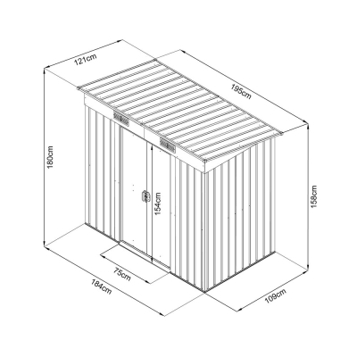 Градинска барака Hecht 4 x 6 PLUS, 121 x 195 x 180 см