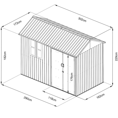 Градинска барака Hecht 6 x 10 NORD, 172 x 302 x 222 см