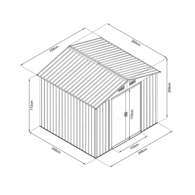 Градинска барака Hecht 8 x 8 PLUS, 260 x 258 x 208 см