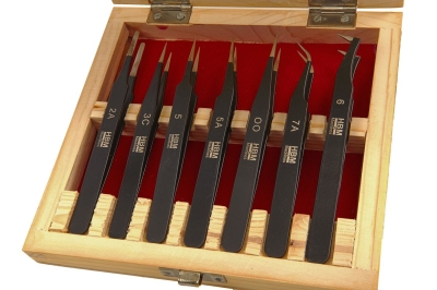 Комплект професионални пинцети HBM Professional 6561, 125 мм, 7 бр.