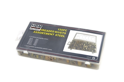 Комплект стоманени нит-гайки HBM 4098, 150 бр., M3-M10